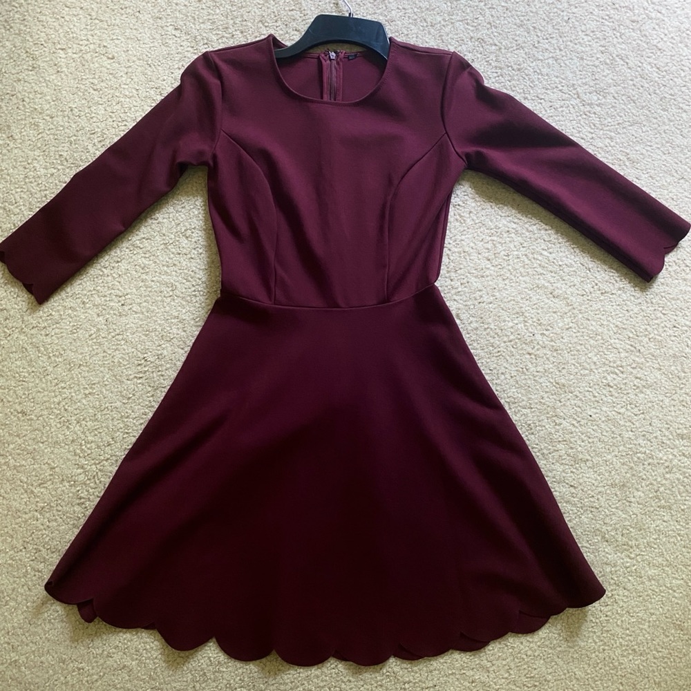 Lulu’s Cumulonimbus Clouds Burgundy Skater Dress